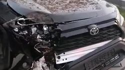 На Южной магистрали «Тойота» вылетела на тротуар. Видео На Южной магистрали «Тойота» вылетела на тротуар. Видео