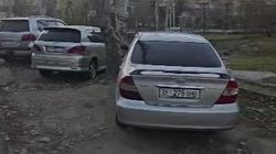 Зеленая зона в Асанбае снова заставлена машинами. Видео Зеленая зона в Асанбае снова заставлена машинами. Видео