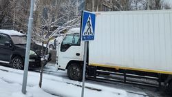 Грузовик «Исузу» припарковали на «зебре». Видео и фото