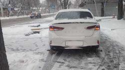 «Соната» едет по тротуару на Московской. Фото