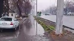 Каждый год одно и то же. Тротуар на ул.Льва Толстого снова залило водой. Видео