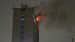 Как горело здание Таможни в Бишкеке. Видео