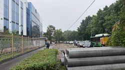 У здания УВД Свердловского района вырубили деревья