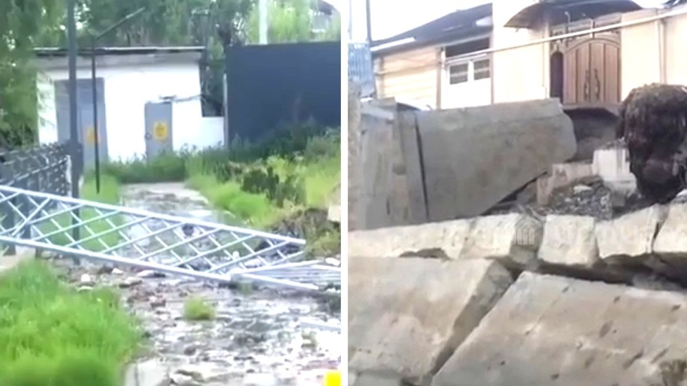 В городе Ош обрушились стена нового сквера, построенная всего пять месяцев назад