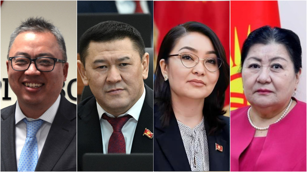 Слева направо: Алмаз Айбалаев, Руслан Жакышов, Миргуль Темирбаева, Бодош Мамырова