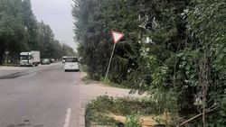 Дорожный знак «Уступи дорогу» на Л.Толстого—7 Апреля восстановили
