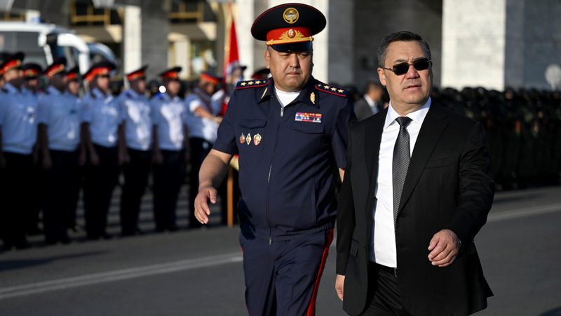 President Sadyr Japarov inspects security forces ahead of SCO Summit and World Nomad Games