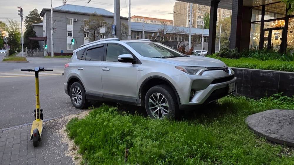 «Тойота RAV-4» припаркована в зеленой зоне на Токтогула. Фото