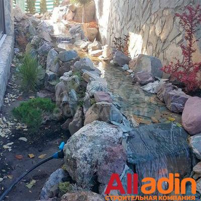 Ландшафт. Газон. Брусчатка. Озеленение. Декор