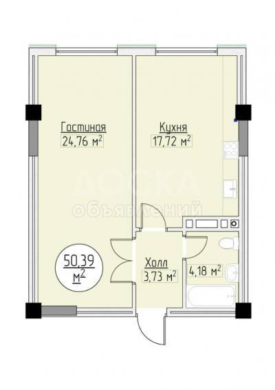 Продаю 1-комнатную квартиру, 50,39кв. м., этаж - 7/10, Коенкозова/Чуйкова.