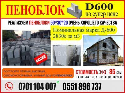 Продаем - реализуем Пеноблоки в Бишкеке 50*30*20. Качество!