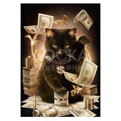 Алмазная картина 5Д -"Денежный кот"