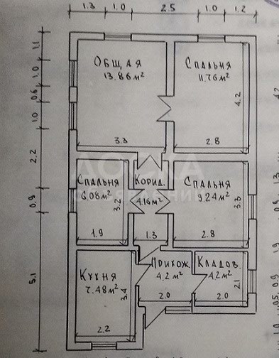 Продаю дом 4-ком. 45кв. м., этаж-1, 3.5-сот., стена кирпич, село Аламедин улица Проскурякова 51.