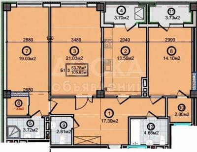Продаю 3-комнатную квартиру, 107.21кв. м., этаж - 7/10, джал.