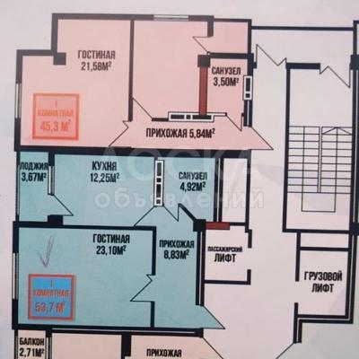 Продаю 2-комнатную квартиру, 53кв. м., этаж - 9/10, Ахунбева/душанбинка .