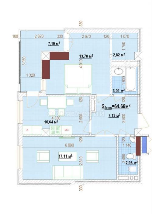 Продаю квартиру 2-ком., 65кв. м., этаж - 3/10, Уметалиева/Рыскулова - Филармония.