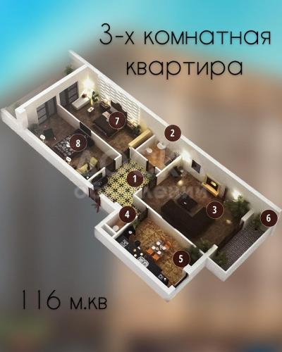Продаю 3-комнатную квартиру, 116 м2кв. м., этаж - 5/10, 7 микрорайон, Магистраль/Сухэ-Батора, за гипермаркетом «Глобус».