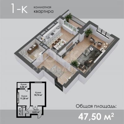 Продаю 1-комнатную квартиру, 47кв. м., этаж - 5/10, 7 Апреля 2/1.