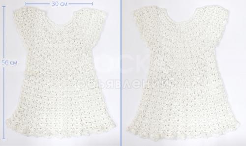 Красивое ажурное белое платье-сарафан для девочки (новое)