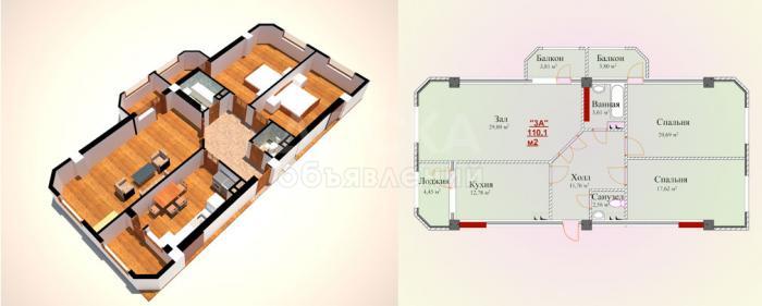 Продаю 3-х комн. квартиру в районе "Юг-2" в рассрочку, п/с/о, от застройщика