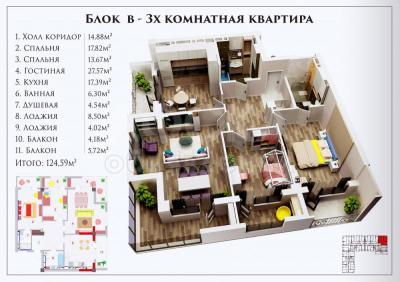 Продаю 3-комнатную квартиру, 124кв. м., этаж - 4/10, Медерова/Матросова.