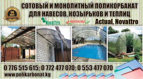 Сотовый и монолитный поликарбонат для навесов, козырьков и теплиц.
