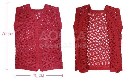Ажурный женский жилет без рукавов бордовый (новый)
