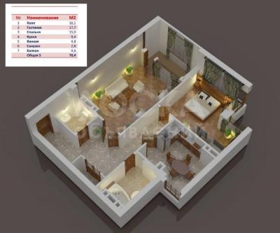 Продаю квартиру 2-ком., 61кв. м., этаж - 6/10, Токтогула-Исанова.