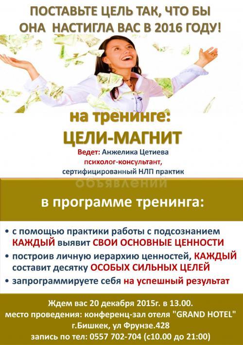 Ставим цели на 2016 год на уникальном интерактивном тренинге "Цели-магнит".