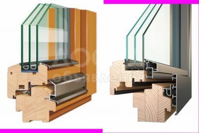 Деревянные окна высокого качества с алюминиевым накладками