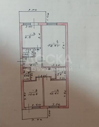 Продаю 3-комнатную квартиру, 64м²кв. м., этаж - 4/5, Аламедин-1.