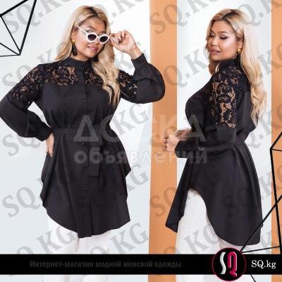 Супер стильная длинная рубашка с боковыми разрезами черного цвета