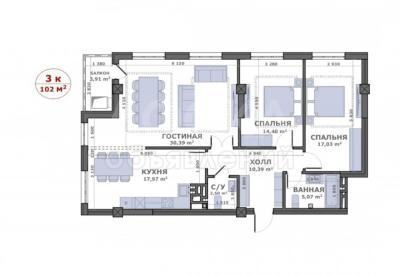 Продаю 3-комнатную квартиру, 102кв. м., этаж - 6/10, Айни/Абая.