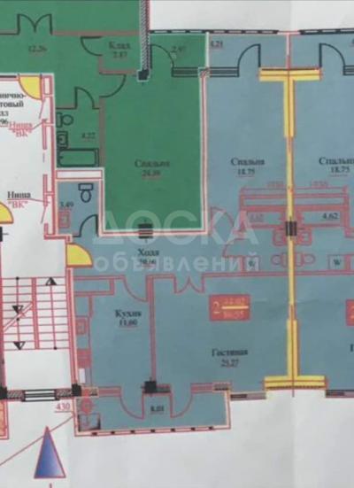 Продаю квартиру 2-ком., 86.55кв. м., этаж - 9/9, Джал 29.