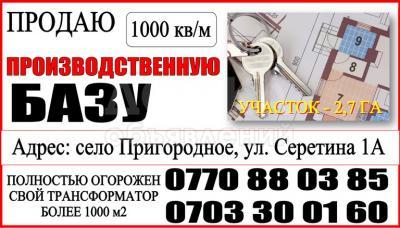Продаю производственное помещение 1000кв. м., село Пригородное, ул. Серетина 1А.