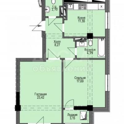 Продаю 2-комнатную квартиру, 66кв. м., этаж - 3/9, азия молл.