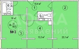 Продаю квартиру 2-ком., 68.5кв. м., этаж - 9/9, Гагарина/Баха.