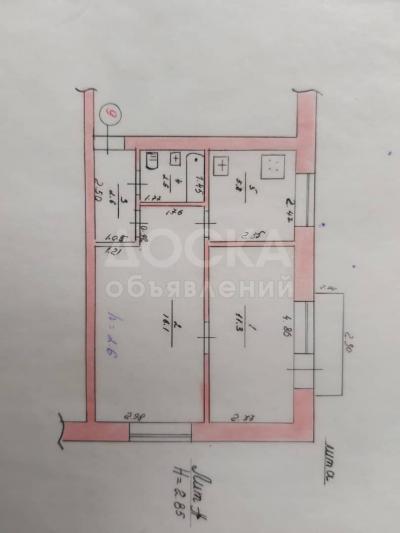 Продаю 2 кв, 39 м2, Тыныстанова № 64/Боконбаева     .