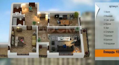 Продаю квартиру 2-ком., 92м2кв. м., этаж - 8/10, Тоголок-Молдо/Абдумомунова.