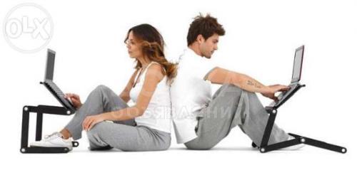 Складной портативный металлический столик для ноутбука с двумя кулерами