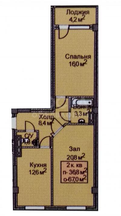 Продаю 2-комнатную квартиру, 67кв. м., этаж - 2/10, г. Бишкек, 12 мкр..