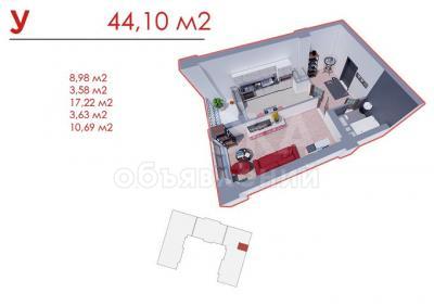 Продаю 1-комнатную квартиру, 45кв. м., этаж - 3/10, Токомбаева .