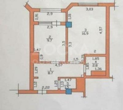 Продаю 1-комнатную квартиру, 44кв. м., этаж - 8/10, Скрябина Советская.