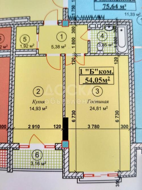 Продаю квартиру 1-ком., 54кв. м., этаж - 2/10, Аэропортинска 1 (Эльдарадо).