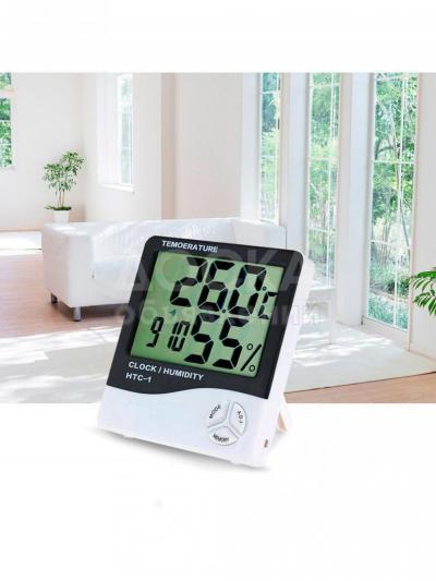 HTC-1 Гигрометр измерение температуры и влажности (Термометр,часы,будильник)