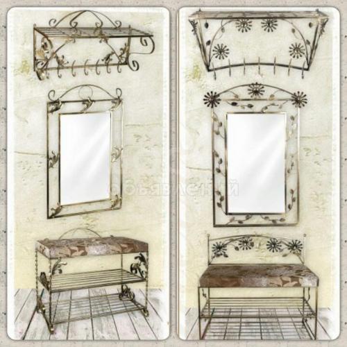 кованые пуфики и полки под обувь