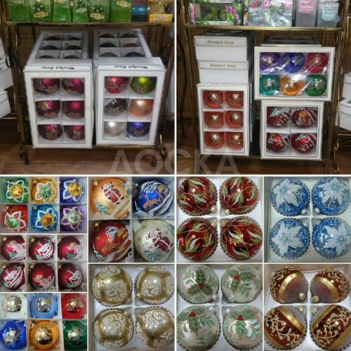 Шарики на ёлку. Дутое стекло, ручная работа, Польша.