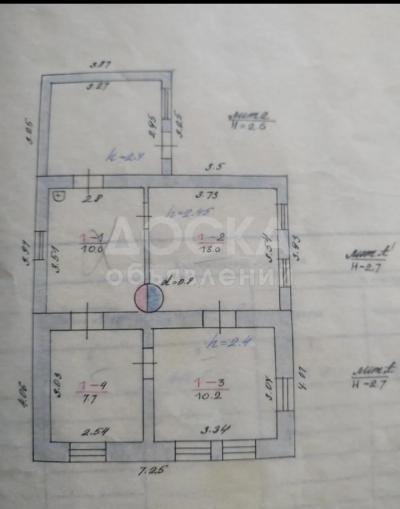 Продаю дом 4-ком. 50кв. м., этаж-1, 6-сот., стена кирпич, Район Аламединского рынка.
