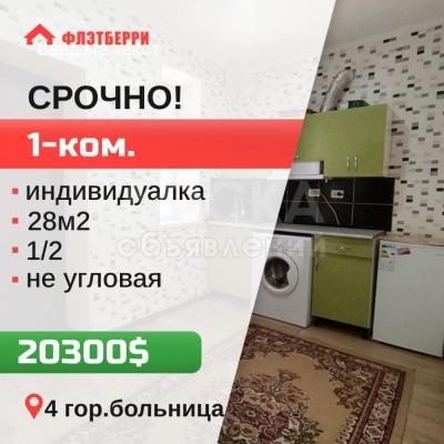 Продаю 1-комнатную квартиру, 28кв. м., этаж - 1/2, 4гор.больница.