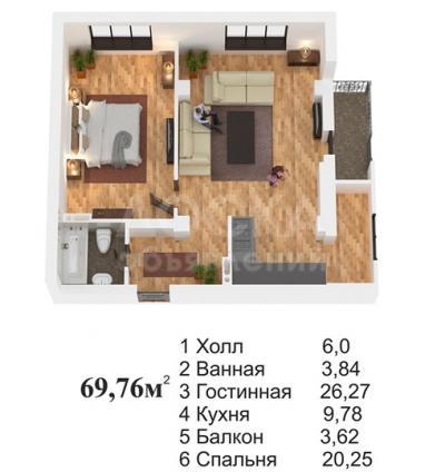 Продаю 2-комнатную квартиру, 70кв. м., этаж - 4/10, Ахунбаева Малдыбаева.
